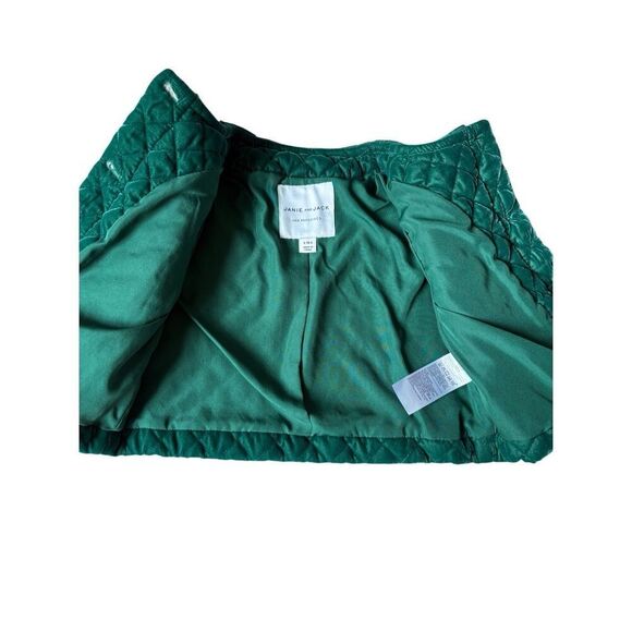 Janie and Jack Velvet Quilted Jacket 3T 4T Enchanted Forest Green Button Front - Picture 6 of 8